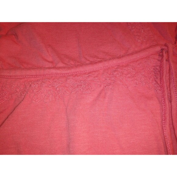 JM Collection Womens Shirt Size L Short Sleeve Tunic Embroidery Orange Boho - Picture 3 of 5